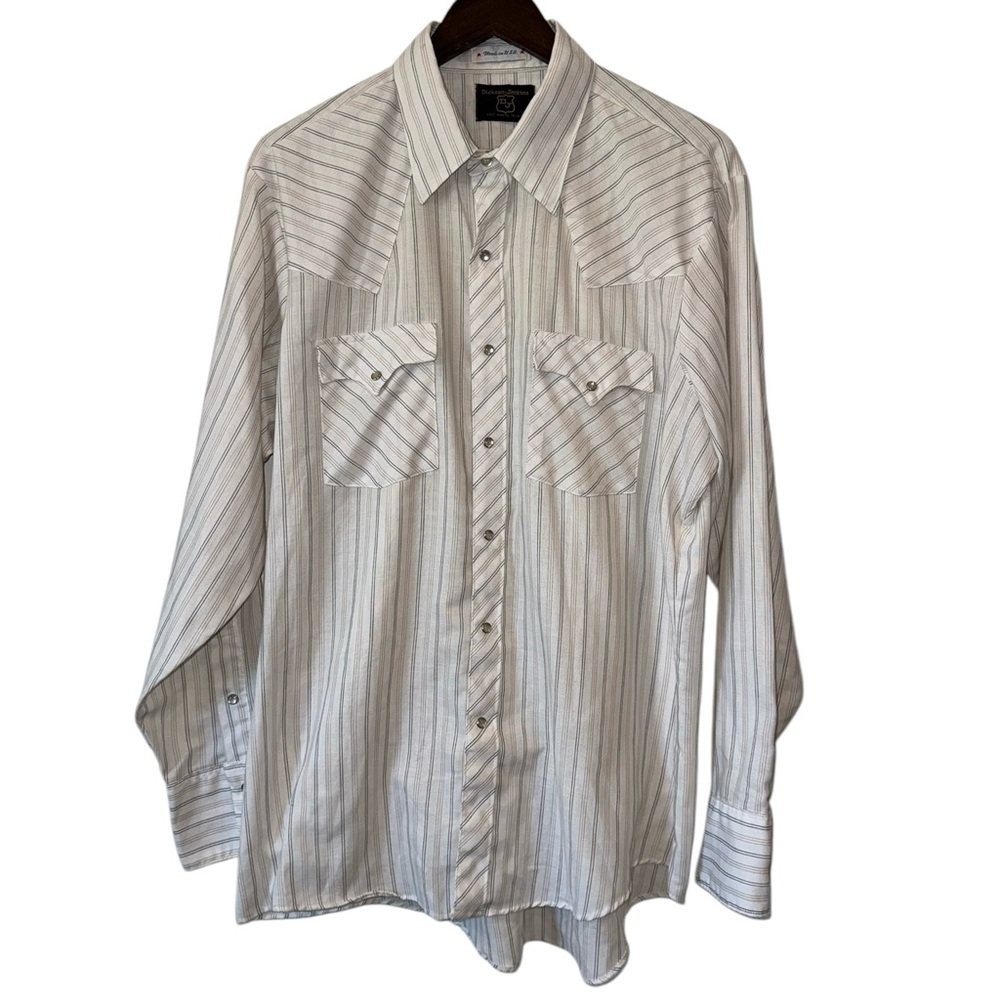 Vintage Dickson Jenkins Western White Striped Button Down Shirt